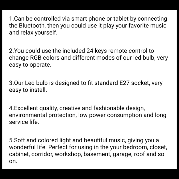 Remote control multicolored LED light bulb plays music. Bluetooth light w music - Picture 5 of 12